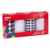 8410782183433 - 4 ROULEAUX 13924 GOMMETTES RONDES ASSORTIES NOIR ET BLANCHES