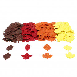 3701385302464 - 200 PIÈCES THÈME AUTOMNE PAILLETÉES CAOUTCHOUC ADHÉSIF ASSORTIES