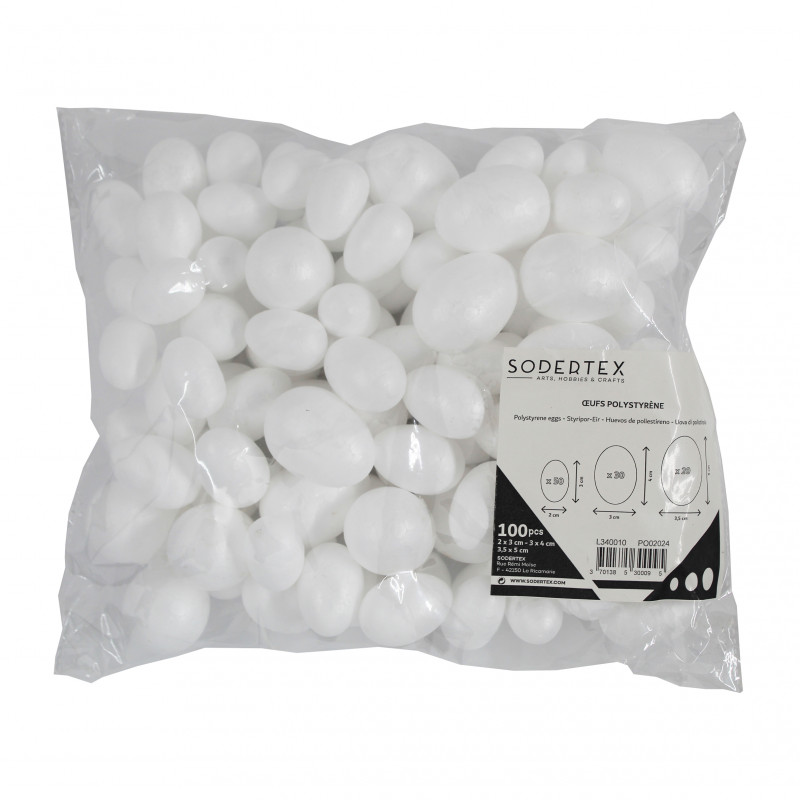 3701385300095 - 100 ŒUFS STYROPOR PIÈCES TAILLES ASSORTIES