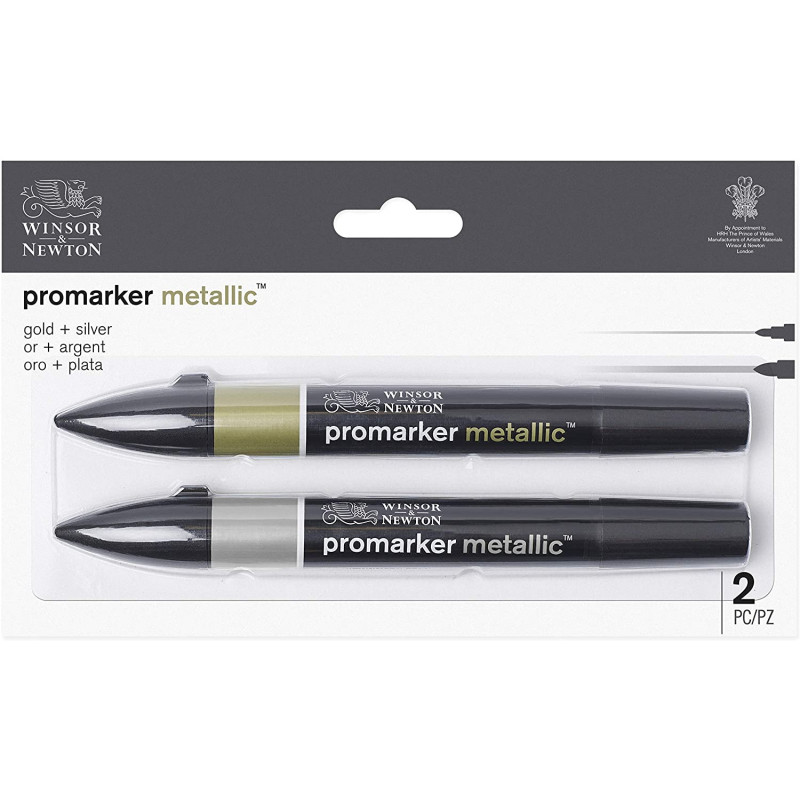884955070758 - PROMARKER 2 MARQUEURS COLORIS MÉTALLIC OR ET ARGENT
