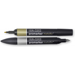 884955070758 - PROMARKER 2 MARQUEURS COLORIS MÉTALLIC OR ET ARGENT
