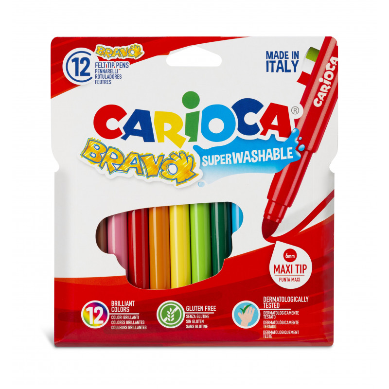 8003511427559 - CARIOCA BRAVO 12 FEUTRES COLORIS ASSORTIS