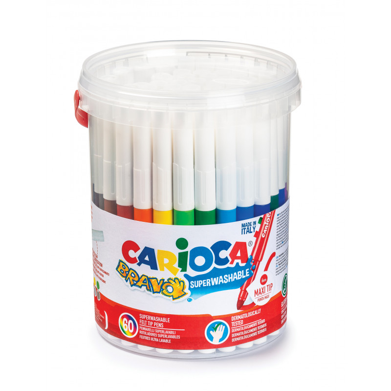 8003511401009 - CARIOCA BRAVO POT 60 FEUTRES COLORIS ASSORTIS