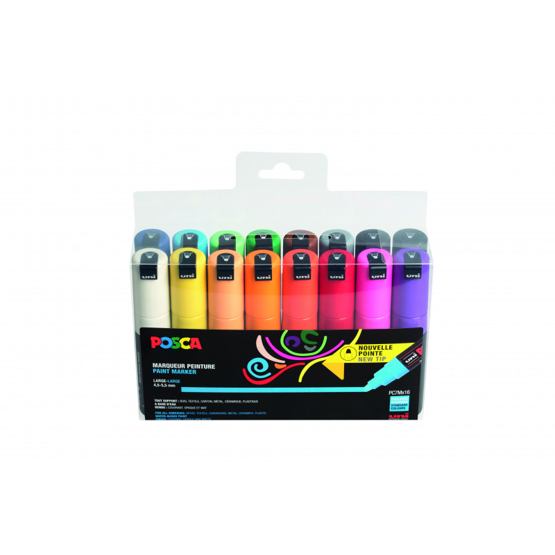 3296280038629 - POSCA PC-7M 16 MARQUEURS COLORIS ASSORTIS