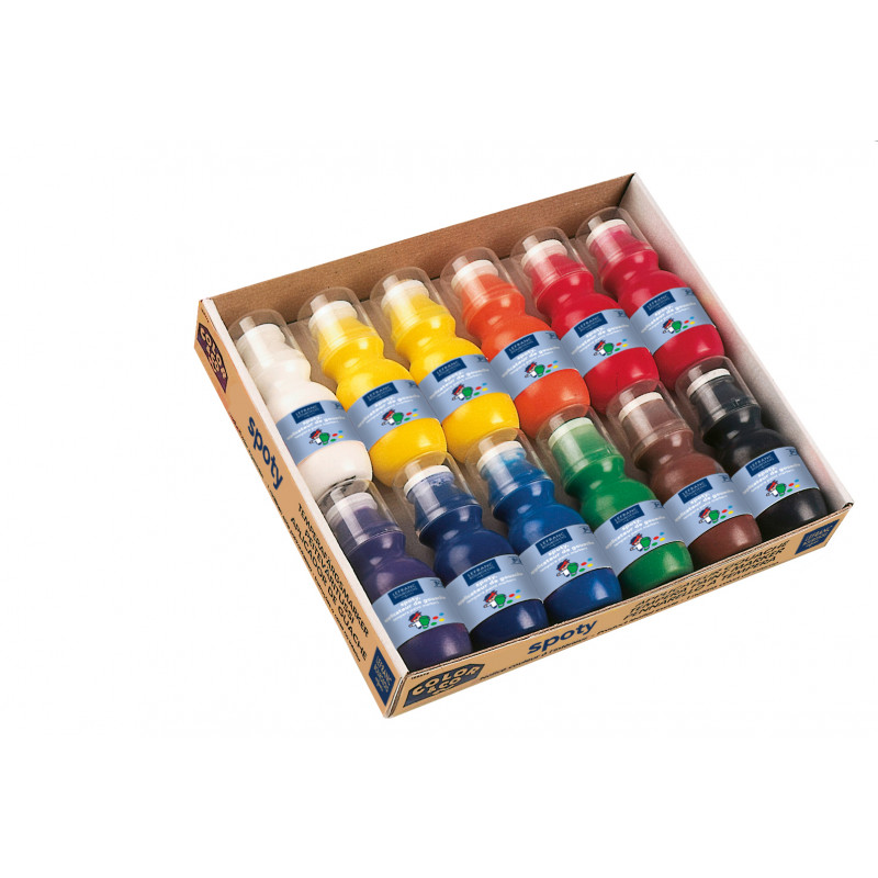 3013641883748 - SPOTY 12 APPLICATEURS GOUACHE 70 ML ASSORTIS