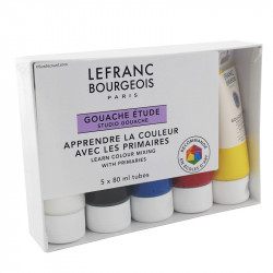 3013643012412 - LEFRANC BOURGEOIS 5 TUBES GOUACHES 80ML COLORIS ASSORTIS