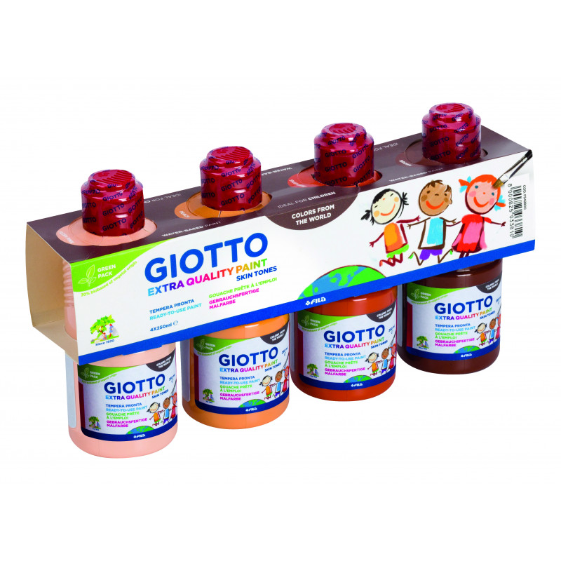 8000825033810 - GIOTTO 4 FLACONS GOUACHE 250ML COLORIS TONS DE PEAUX