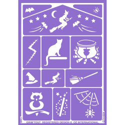 3700010419317 - 4 PLANCHES POCHOIRS MAQUILLAGE DINOSAURES/INDIENS