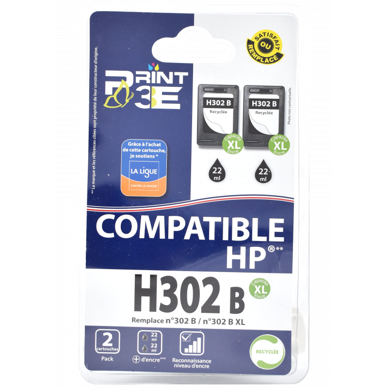 3662277013298 - P3E HP H302BK XL 2 CARTOUCHES