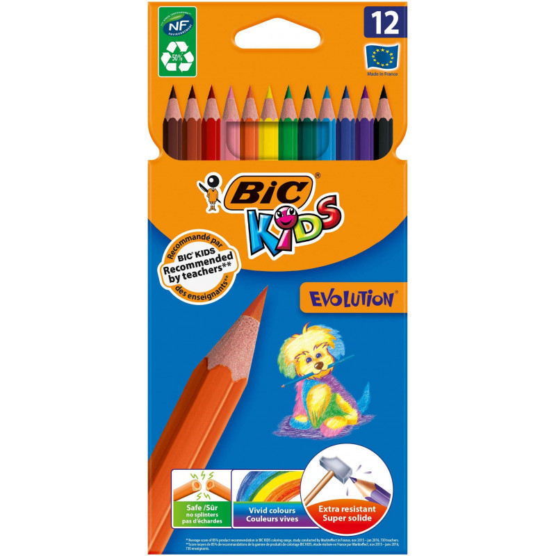 3086128020110 - KIDS ÉVOLUTION 12 ÉTUIS DE 12 CRAYONS COULEURS ASSORTIS DONT 3 OFFERTES