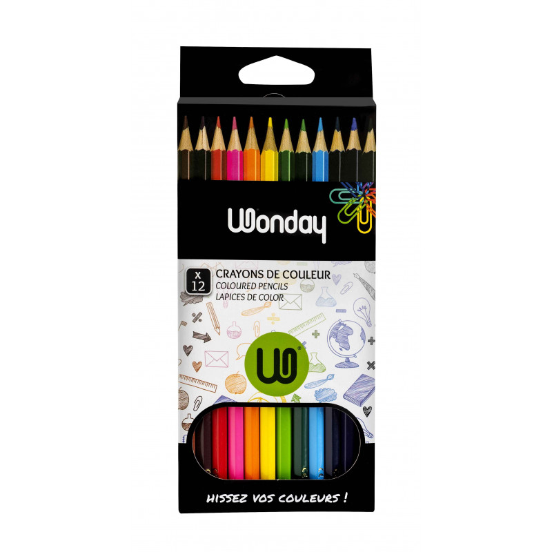 3701254706126 - WONDAY 12 CRAYONS COULEURS ASSORTIS 1ER PRIX