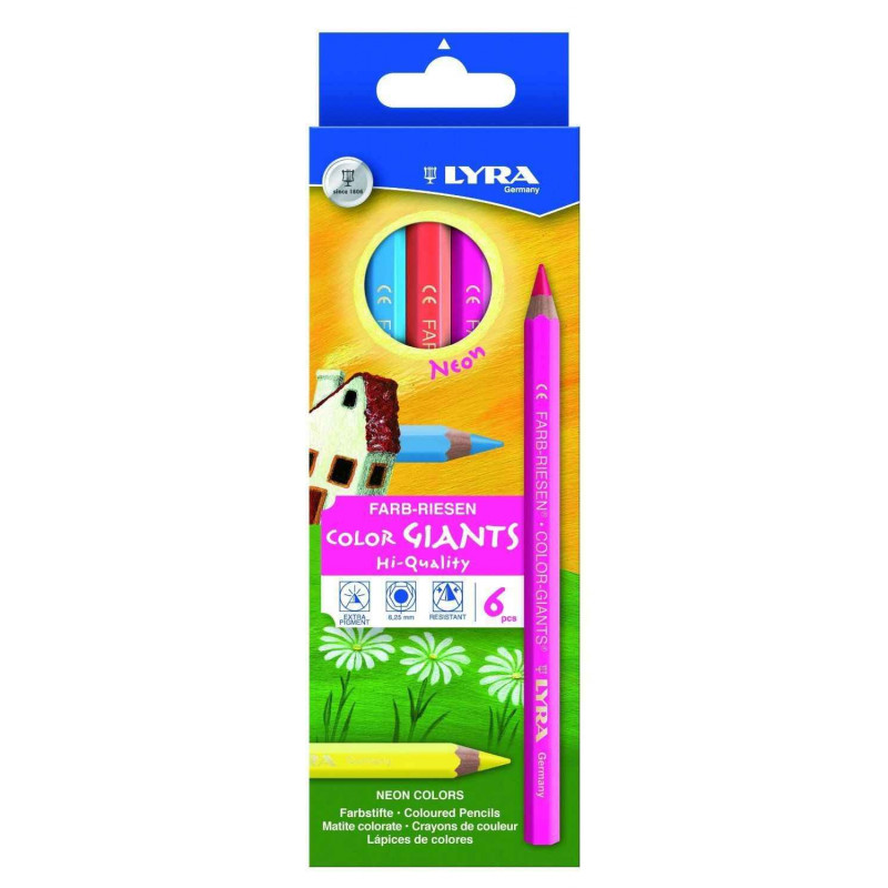 4084900270103 - COULEURS G?ANTES 6 CRAYONS COULEURS FLUOS ASSORTIS