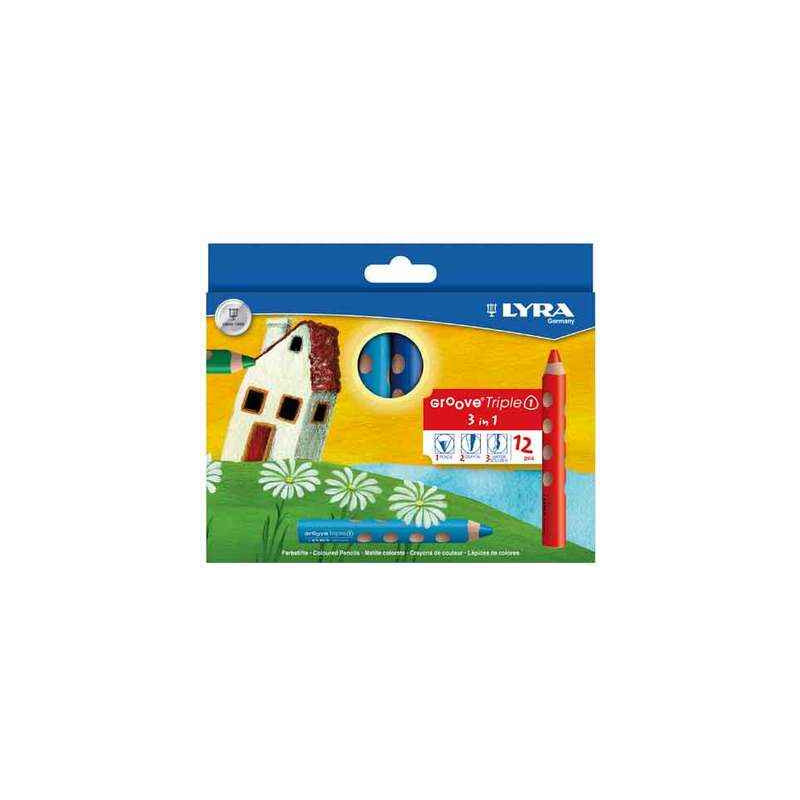 4084900308592 - GROOVE TRIPLE ONE 12 CRAYONS COULEURS ASSORTIS