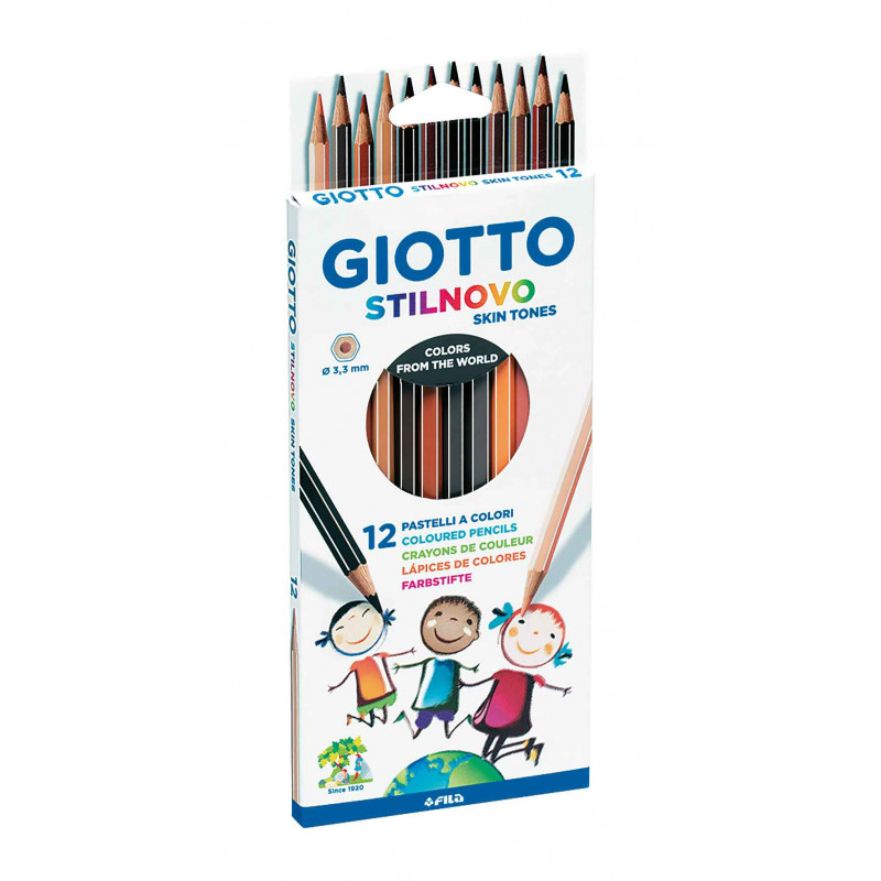 8000825012389 - STILNOVO 12 CRAYONS COULEURS TONS PEAUX ASSORTIS