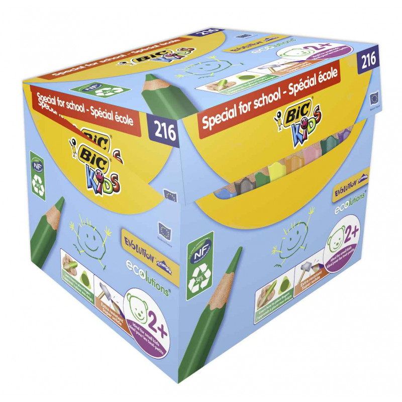 3086123465138 - KIDS ÉVOLUTION TRIANGLE MAXI CLASSPACK 216 CRAYONS COULEURS ASSORTIS