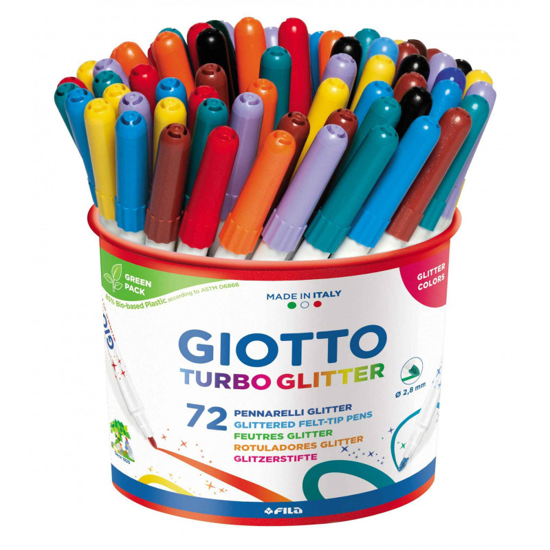 8000825007804 - TURBO GLITTER POT 72 FEUTRES COLORIS ASSORTIS