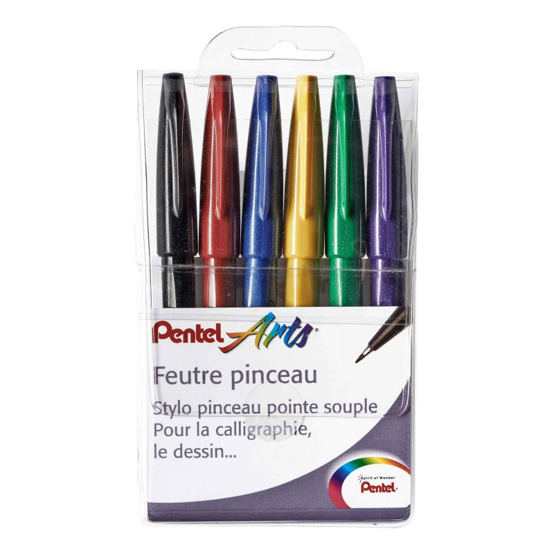 3474379287060 - 6 FEUTRES PINCEAUX SES15C COLORIS ASSORTIS