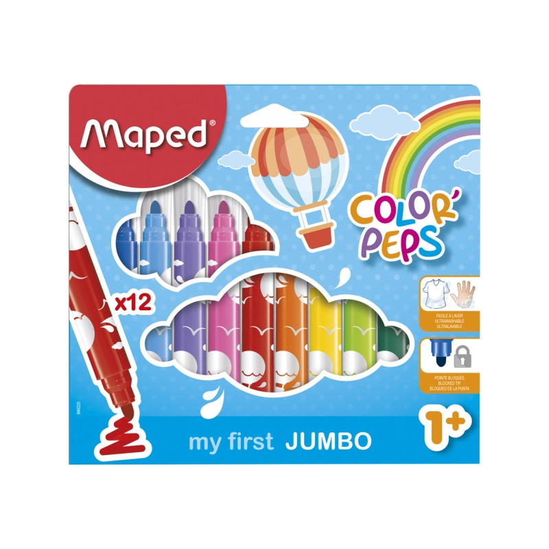 3154148460206 - SCHOOLPEP'S MAXI 12 FEUTRES COLORIS ASSORTIS