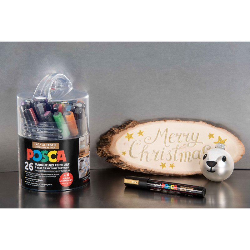 3296280044446 - POSCA POT 26 MARQUEURS COLORIS FESTIFS