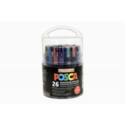 3296280044446 - POSCA POT 26 MARQUEURS COLORIS FESTIFS