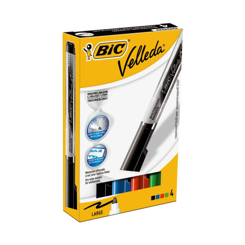 3086123307247 - VELLEDA LIQUIDE TANK OGIVE LARGE POCHETTE 4 MARQUEURS ASSORTIS