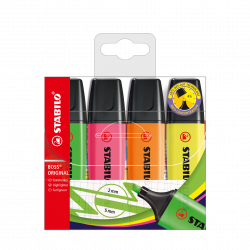 4006381215695 - SURLIGNEUR BOSS ORIGINAL 4 SURLIGNEURS COLORIS ASSORTIS