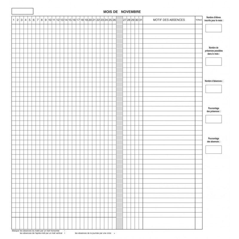 3549540075651 - REGISTRE D'APPEL 40 ÉLÈVES COLONNE PARESSEUSE