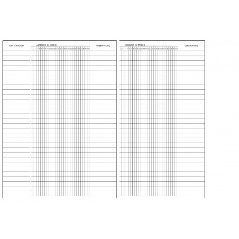3549540097899 - REGISTRE PRÉSENCES ET ABSENCES