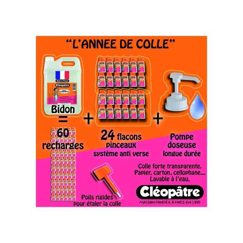 3134725005105 - CLÉOPATRE COLLE TRANSPARENTE SCHOOLPACK 1 AN DE COLLAGE POUR LA CLASSE