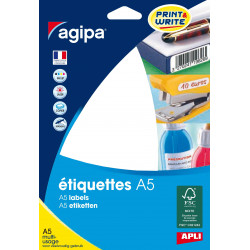 3270241140859 - 400 ÉTIQUETTES BLANCHES 26,5x38,5MM PLANCHES A5