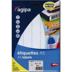 3270241140439 - 288 ÉTIQUETTES BLANCHES 20X67MM PLANCHES A5