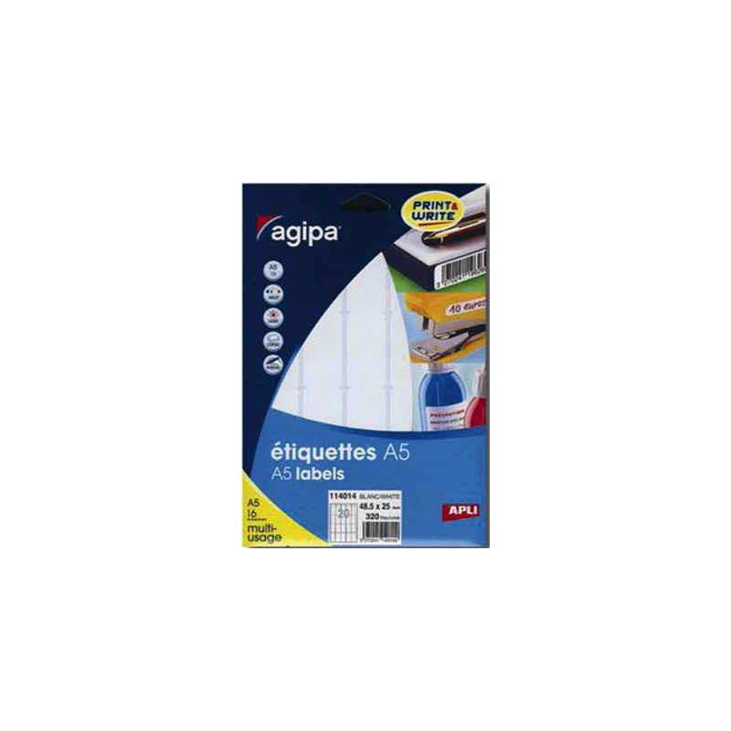 3270241140439 - 288 ÉTIQUETTES BLANCHES 20X67MM PLANCHES A5