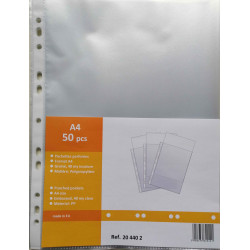 5908276601011 - 50 POCHETTES PERFORÉES A4 QUALITE STANDARD GRAINÉE