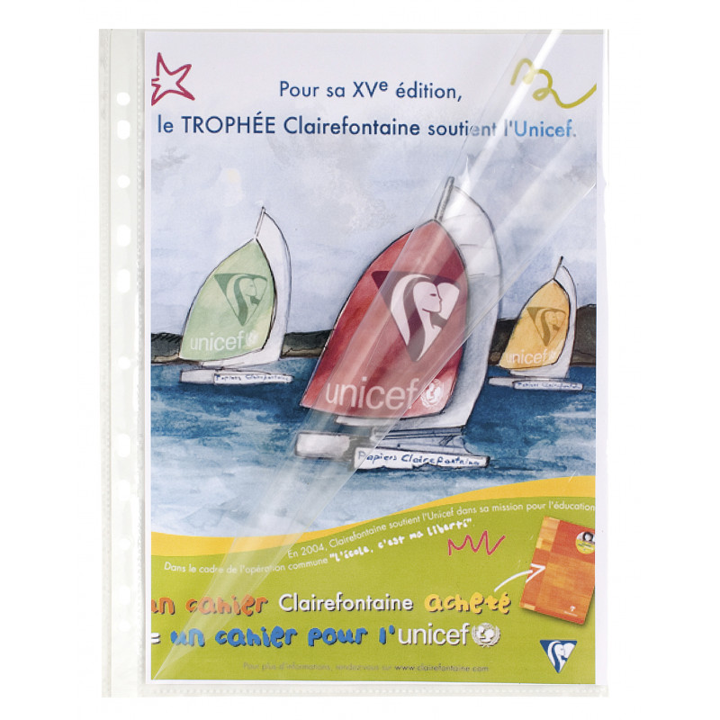 3130630053101 - 10 POCHETTES PERFORÉES DOUBLE OUVERTURE QUALITÉ SUPÉRIEURE LISSE