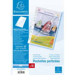 3130630053101 - 10 POCHETTES PERFORÉES DOUBLE OUVERTURE QUALITÉ SUPÉRIEURE LISSE