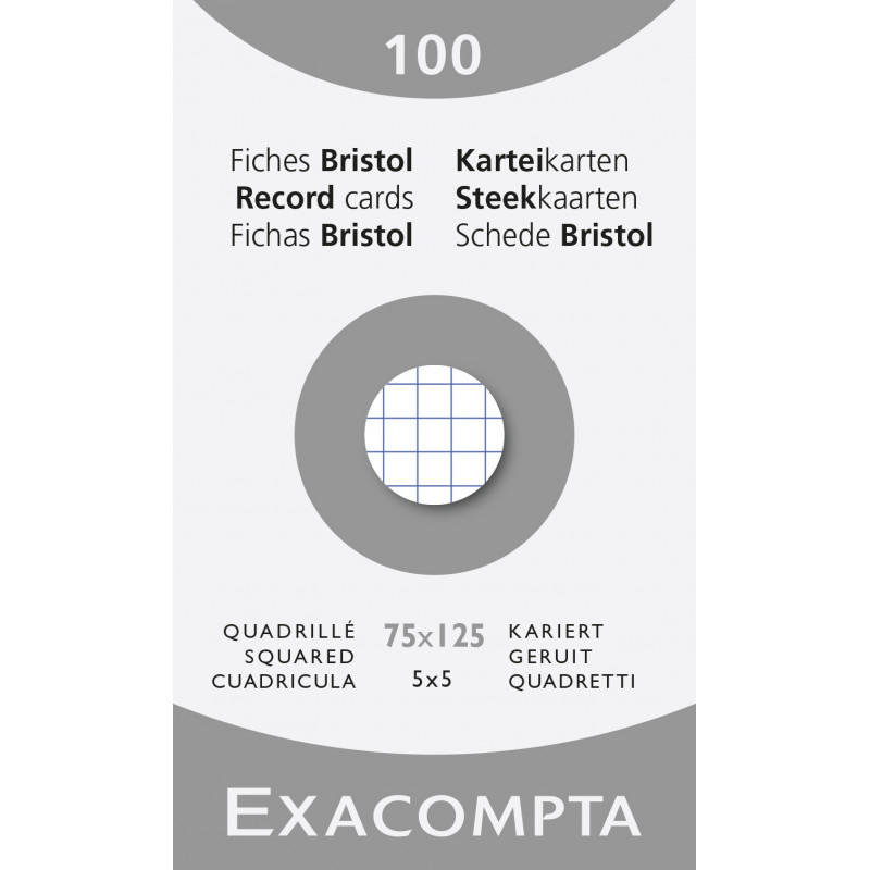 3130630132011 - 100 FICHES BRISTOLS 75X125 5X5 BLANC