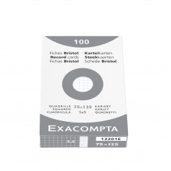 3130630132011 - 100 FICHES BRISTOLS 75X125 5X5 BLANC