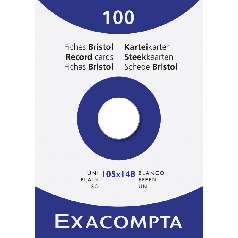 3130630133094 - 100 FICHES BRISTOLS 105X148 UNI BLANC
