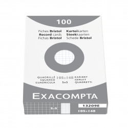 3130630132097 - 100 FICHES BRISTOLS 105X148 5X5 BLANC