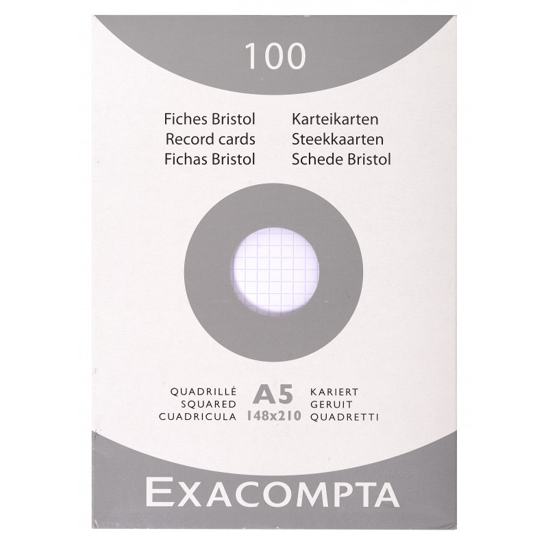 3130630132080 - 100 FICHES BRISTOLS 148X210 5X5 BLANC
