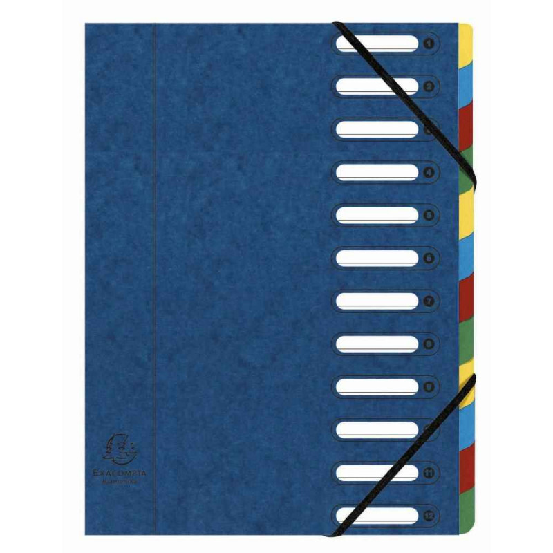 3130630053125 - EXACOMPTA TRIEUR À FENÊTRES CARTE LUSTRÉE 12 POSITIONS
