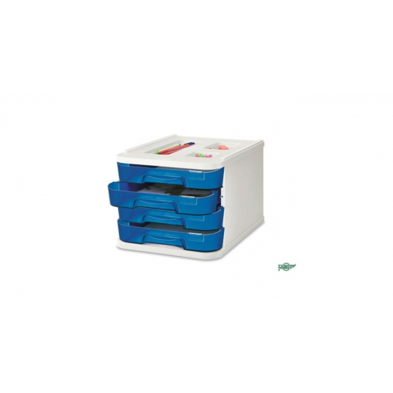 8425901170522 - BLOC DE CLASSEMENT 4 TIROIRS TRANSLUCIDE BLEU