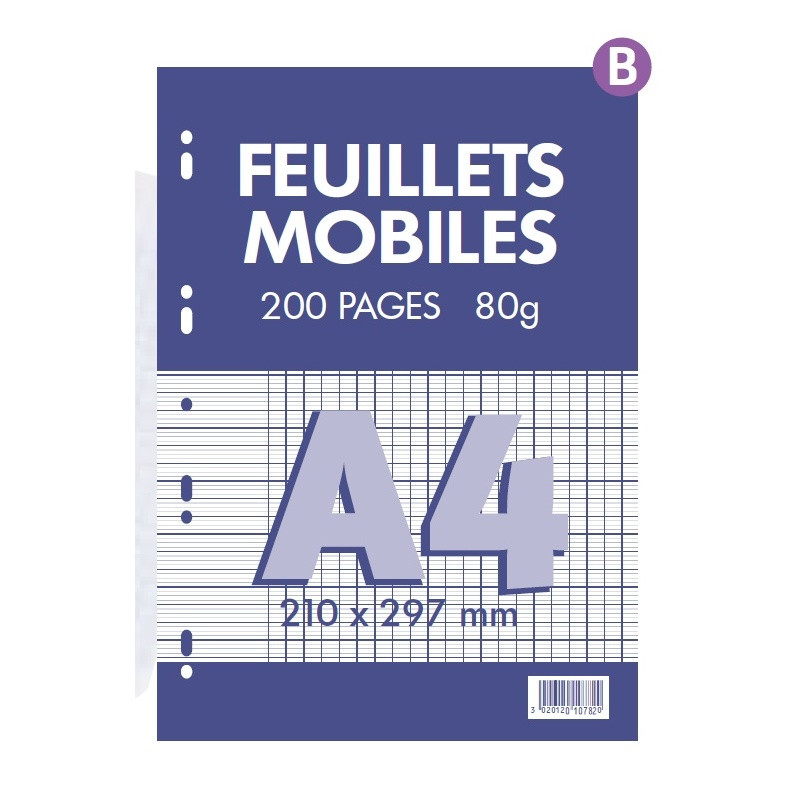 3020120107820 - FEUILLETS MOBILES 21X29,7 200P SÉYÈS 80G BLANC