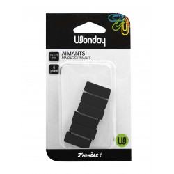3701254708953 - 6 AIMANTS RECTANGLES NOIR 25X12MM