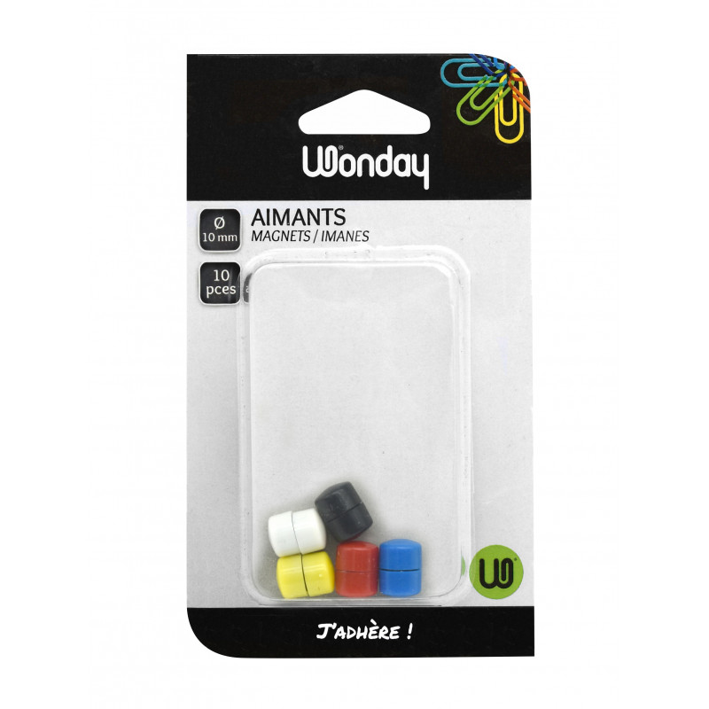 3701254709028 - 10 AIMANTS RONDS COLORIS ASSORTIS Ø10MM