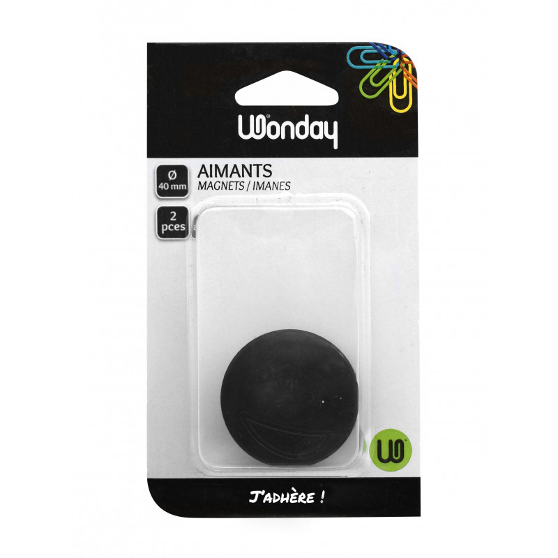 3551262040237 - 2 AIMANTS RONDS NOIR Ï40MM