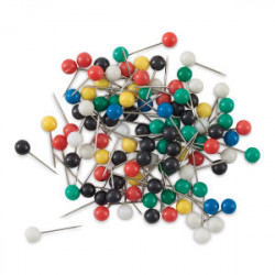 3154143460119 - 100 EPINGLES DE SIGNALISATION TETE RONDE COLORIS ASSORTIS