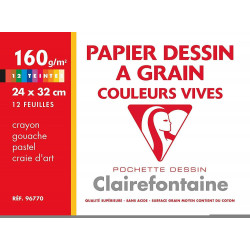3329680967708 - POCHETTE 12F DESSIN COULEURS VIVES 24X32 160G
