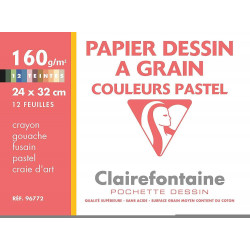 3329680967722 - POCHETTE 12F DESSIN COULEURS PASTELS 24X32 160G
