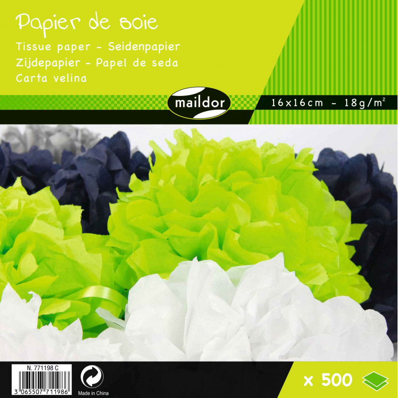 3065507711986 - 500F PAPIER DE SOIE 16X16CM ASSORTIES
